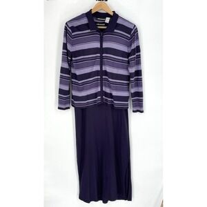 Sag Harbor Womens Size Large Two Piece Dress/Sweater Set Purple